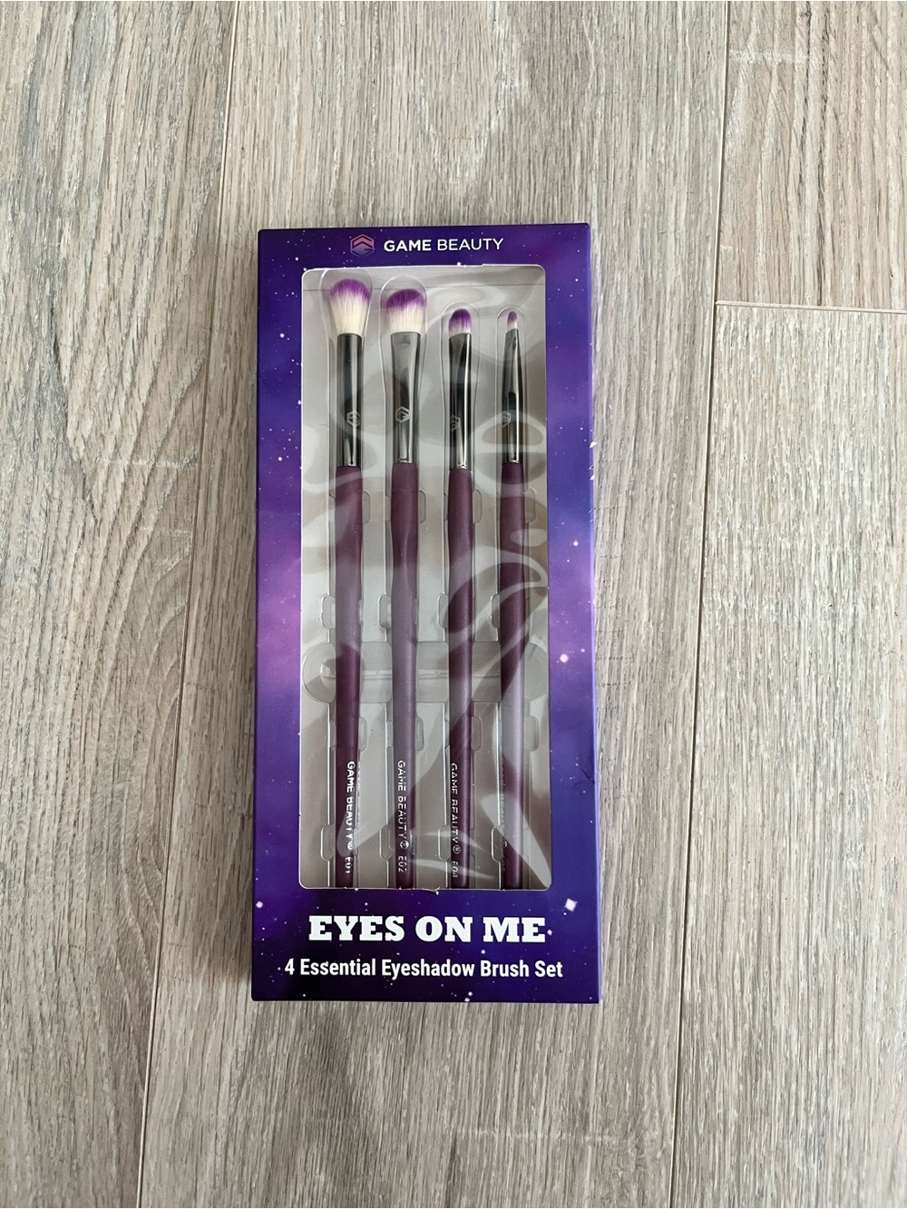NEW Game Beauty "Eyes On Me" 4-Piece Eyeshadow Brush Set in Purple